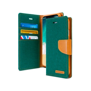 Samsung Galaxy S9 Plus Goospery Mercury Canvas Diary - Green/Camel