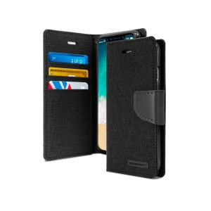 Samsung Galaxy S10e Goospery Mercury Canvas Diary - Black/Black