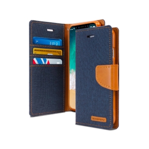Samsung Galaxy S10e Goospery Mercury Canvas Diary - Navy/Camel
