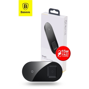 Baseus 15W 2in1 Simple Phone and Airpods Qi Wireless Charger - Black