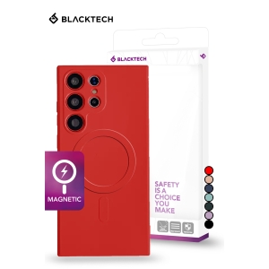 Samsung Galaxy S24 Plus BLACKTECH Soft Feeling With Soft Micro Fiber With Magnetic - Red