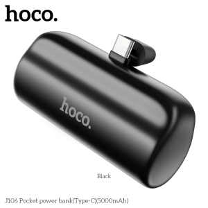 Hoco J106 5000mAh Pocket Power Bank With USB-C Connector - Black