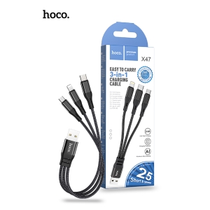 Hoco X47 Short 3 in 1 Cable 25cm (USB-C and Lightning and Micro-USB) - Black