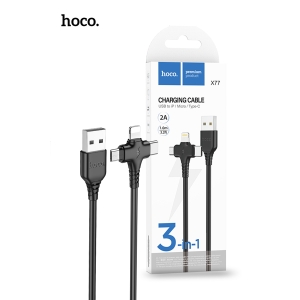 Hoco X77 3in1 USB-A to Lightning USB-C Micro-USB Charging Cable 6931474784261 - Black