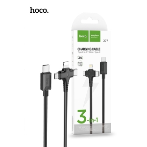 Hoco X77 3in1 USB-C to Lightning USB-C Micro-USB Charging Cable 6931474784285 - Black