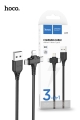 Hoco X77 3in1 USB-A to Lightning USB-C Micro-USB Charging Cable 6931474784261 - Black