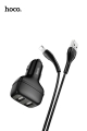 Hoco Z36 Dual USB-A Car Charger With Lightning Cable - Black