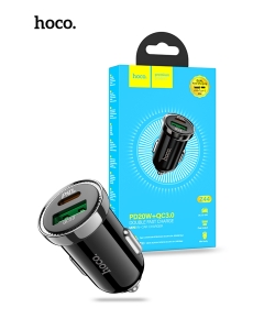 Hoco Z44 USB-C USB-A PD20W QC3.0 Car Charger - Black