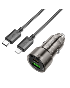 Hoco Z52 PD38W 1C1A Spacious Car Charger With USB-C To Lightning Cable - Black